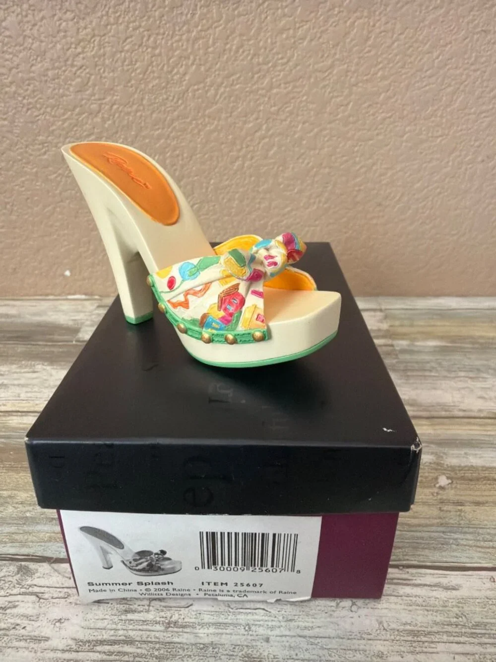 Just The Right Shoe Raine 2006 Summer Splash Miniature Shoe NEW w/ Box COA 25607 - Picture 5 of 12